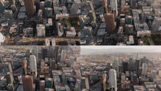 城市航拍加州洛杉矶摩天大楼城市日出天际线高清在线视频素材下载