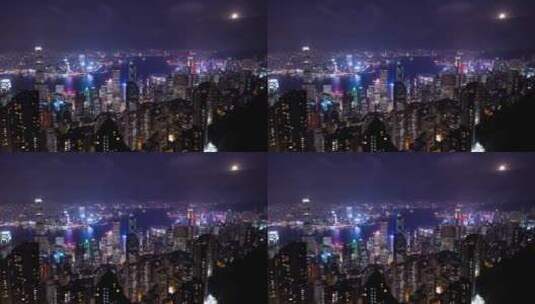 香港城市夜景高空航拍高清在线视频素材下载