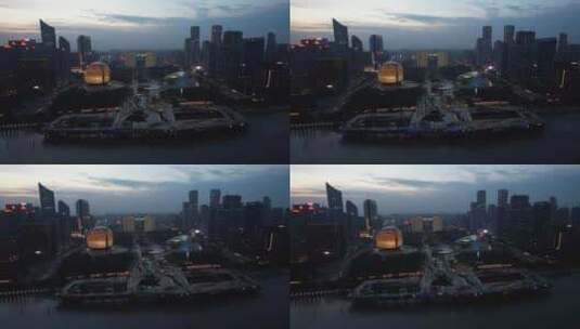 杭州城市阳台市民中心高清在线视频素材下载