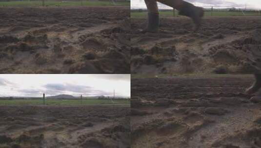 泥泞的路走路高清在线视频素材下载