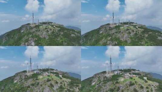 山顶广播电视通信设备航拍高清在线视频素材下载