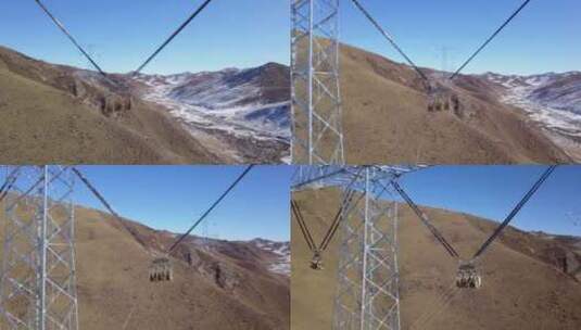 4K青藏高原特高压电力建设放线施工18高清在线视频素材下载