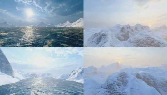 雪山大海航拍风景高清在线视频素材下载