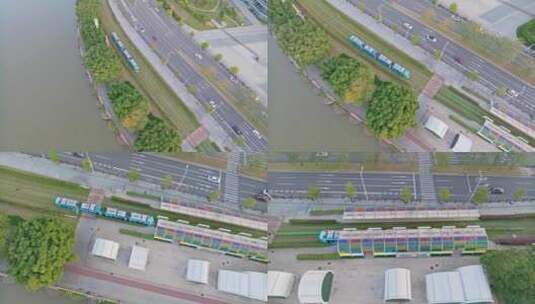 广州城市宣传片海珠有轨电车航拍高清在线视频素材下载