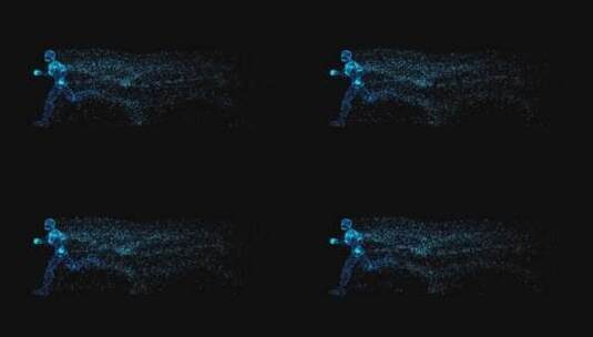 蓝色粒子人物跑步奔跑循环动画带透明通道高清在线视频素材下载