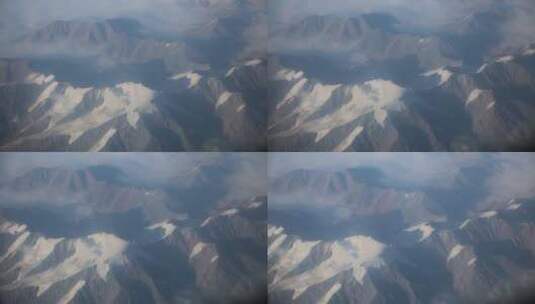 从新疆飞往西安的航班上拍的雪山高清在线视频素材下载