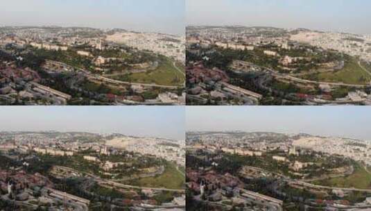 耶路撒冷旧城城墙鸟瞰图高清在线视频素材下载