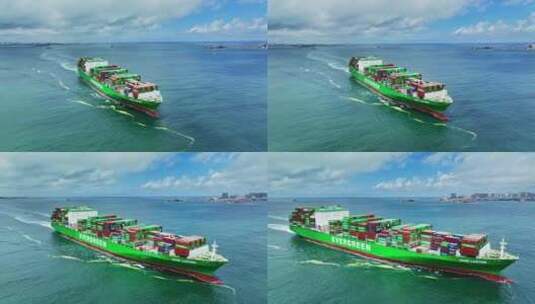 海上轮船胶州湾轮船高清在线视频素材下载