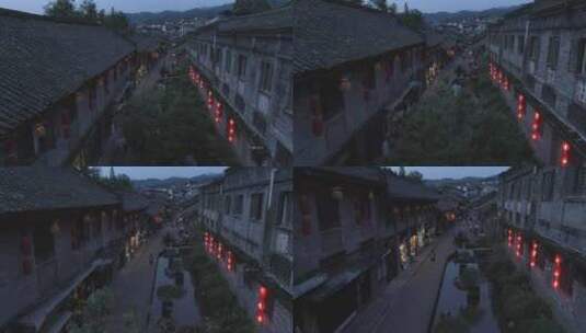 航拍傍晚四川柳江古镇风景高清在线视频素材下载