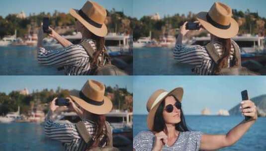 【4K】美女旅行出游手机自拍高清在线视频素材下载