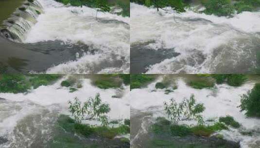 河流夏季洪水强降雨地质灾害山洪咆哮抗洪高清在线视频素材下载