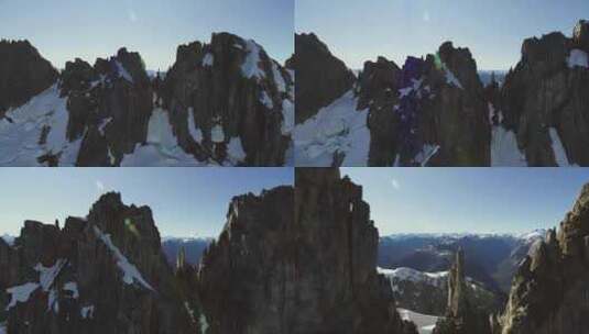 新疆航拍飞跃雪山山顶震撼自然风景高清在线视频素材下载