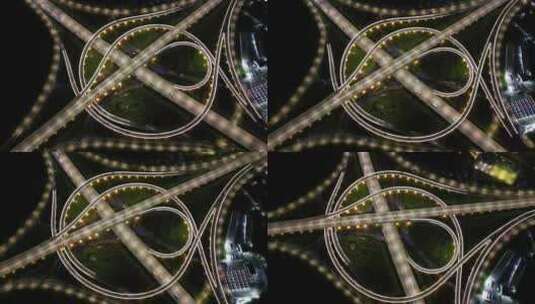 珠海金湾立交桥夜景航拍高清在线视频素材下载