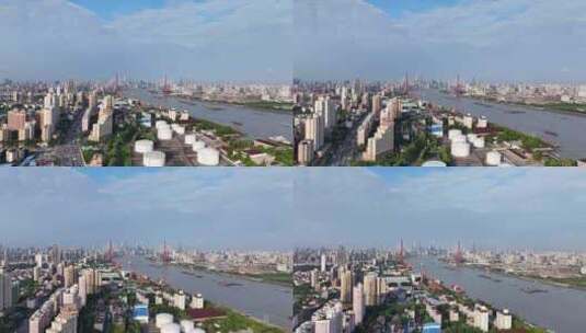 上海航拍杨浦大桥与陆家嘴高清在线视频素材下载