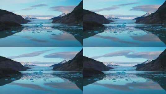 雪地冰川湖面飘着冰块4k高清在线视频素材下载