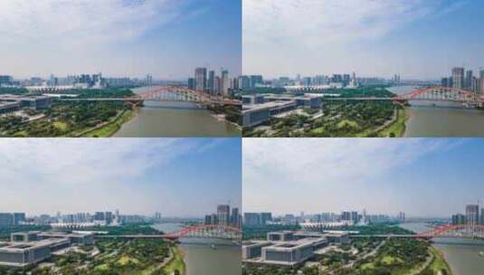 佛山新城城市天际线和东平大桥延时摄影航拍高清在线视频素材下载
