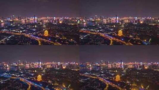 武汉_城市夜景航拍延时_武汉城市全貌高清在线视频素材下载