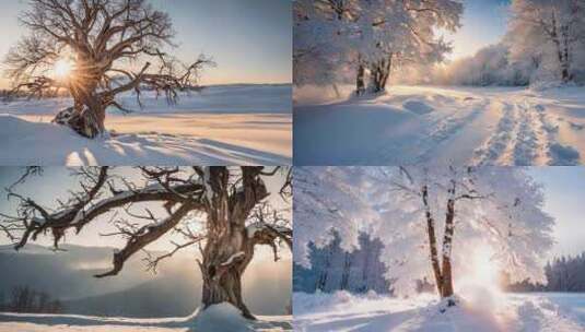 【合集】雪白寒露立冬冬至森林大雪小雪雪景高清在线视频素材下载