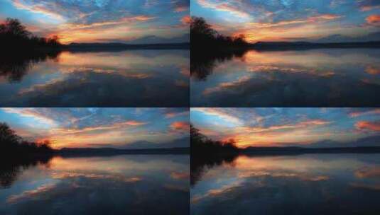 湖边的落日高清在线视频素材下载