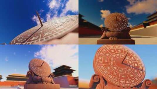 北京故宫日晷石雕延时摄影高清在线视频素材下载