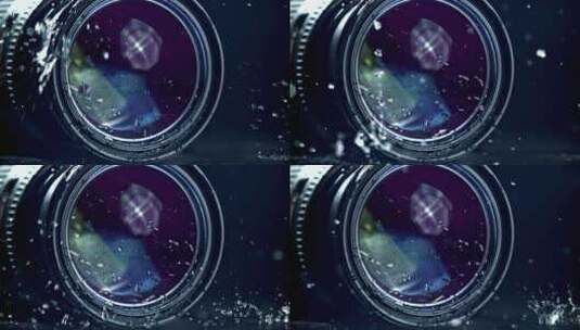 超慢动作水滴落在相机上高清在线视频素材下载