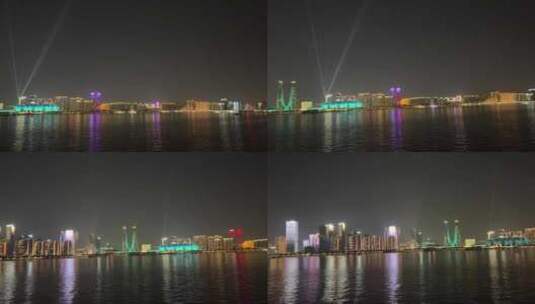 杭州钱塘江滨江城市夜景灯光秀高清在线视频素材下载
