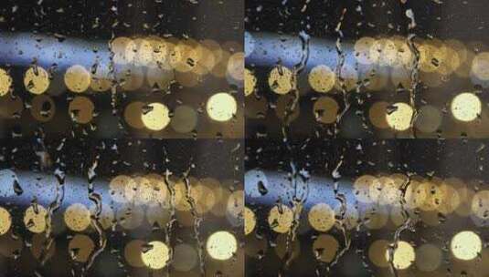 下雨的玻璃雨水滑落高清在线视频素材下载