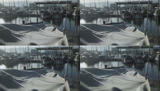 冬季结冰的游艇码头高清在线视频素材下载