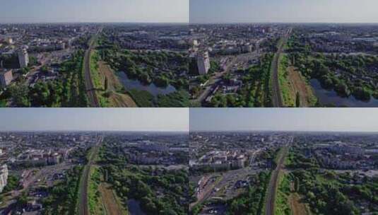 城市中的铁路和桥梁高清在线视频素材下载