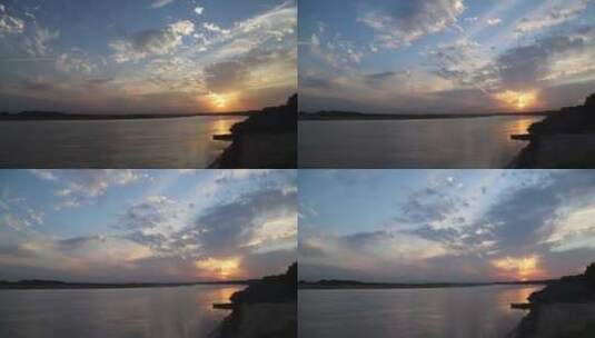 黄河水面夕阳延时高清在线视频素材下载