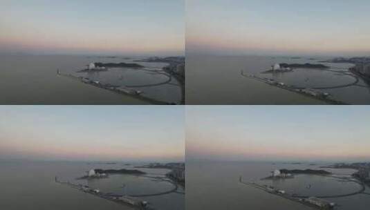 广东珠海城市晚霞夜幕降临航拍高清在线视频素材下载