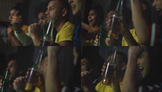 啤酒瓶，足球迷，庆祝，反应高清在线视频素材下载
