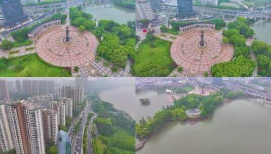 安徽芜湖航拍城市地标风景风光高清在线视频素材下载