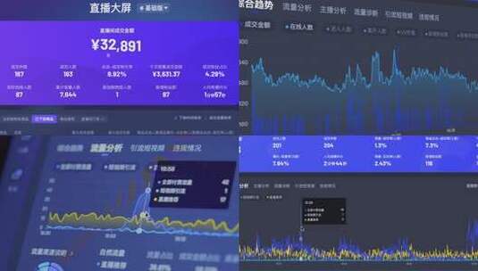 抖音直播数据大屏电商数据高清在线视频素材下载