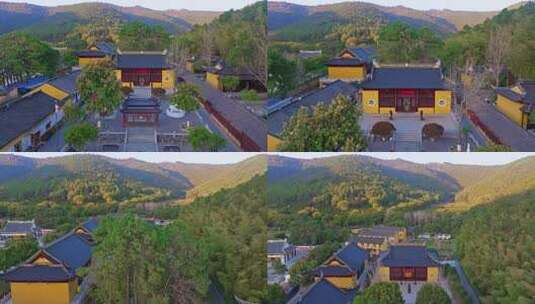 宝华禅寺 山林全景 航拍寺院 墓前寺高清在线视频素材下载