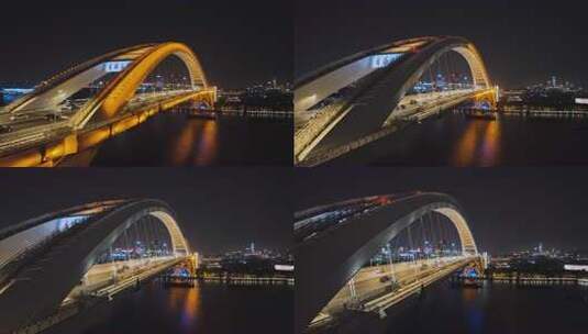 上海卢浦大桥夜景航拍高清在线视频素材下载