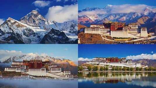 布达拉宫壮丽风光 雪山下的圣城高清在线视频素材下载