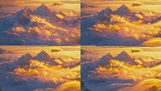 雪山云海日出全景高清在线视频素材下载