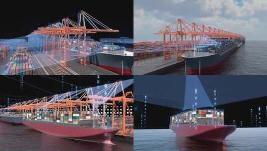 科技感国际贸易交通运输轮船运输高清AE视频素材下载