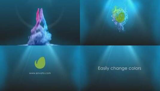 彩色明亮粒子烟雾logo演绎AE模板高清AE视频素材下载