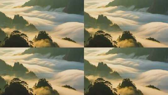黄山壮美云海景观高清在线视频素材下载