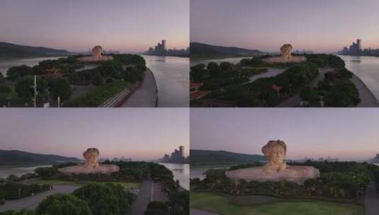 长沙橘子洲景区橘子洲大气航拍高清在线视频素材下载