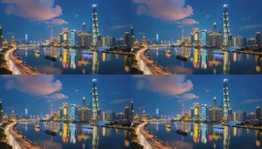 上海外滩夜景灯光璀璨繁华都市风光视频高清在线视频素材下载