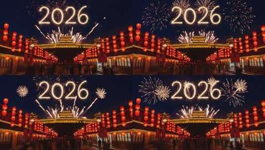 2026元旦跨年新年烟花夜景高清在线视频素材下载
