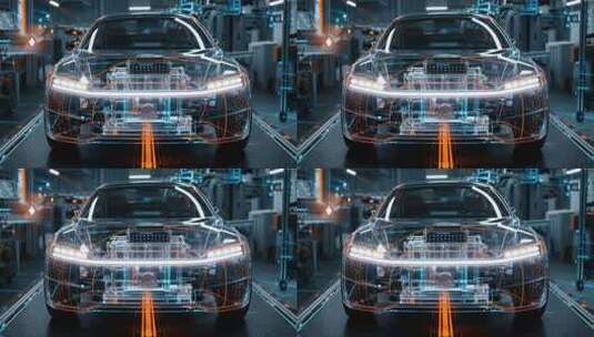 科技感透明电动汽车展示高清在线视频素材下载