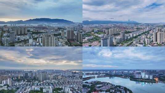 九江多云的一天航拍延时六段合集高清在线视频素材下载