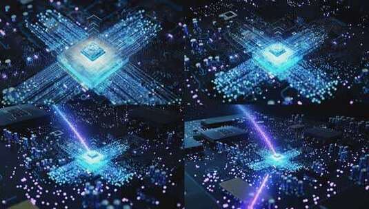 蓝色科技感芯片特效高清在线视频素材下载