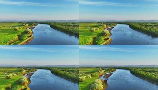 蜿蜒河流绿色丛林生态风光高清在线视频素材下载