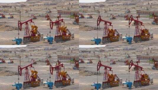 新疆克拉玛依百里油田磕头机高清在线视频素材下载