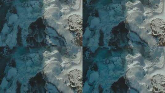 航拍 冰雪覆盖的河流高清在线视频素材下载